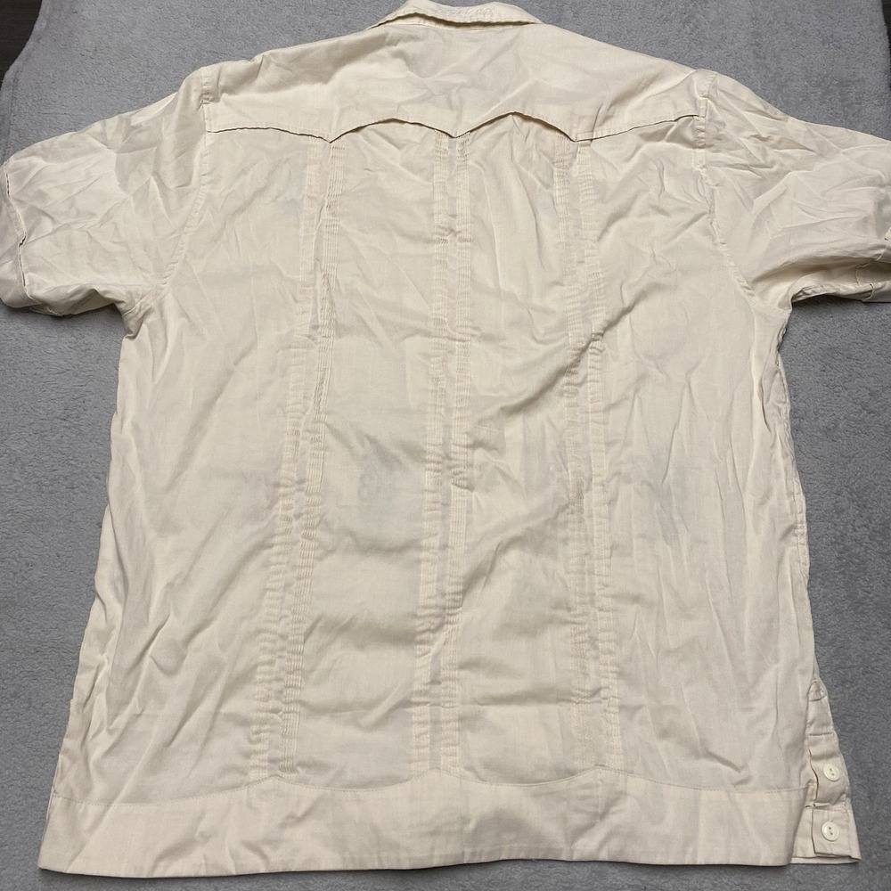 Howler Bros Guayabera Shirt Mens Large Beige Embroidered South Western Hermanos - Picture 4 of 11